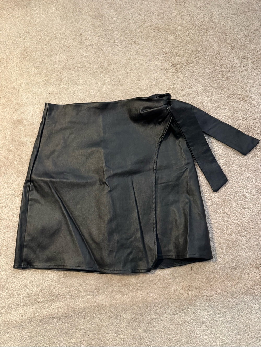 Altar'd State Black Faux Leather Wrap Mini Skirt